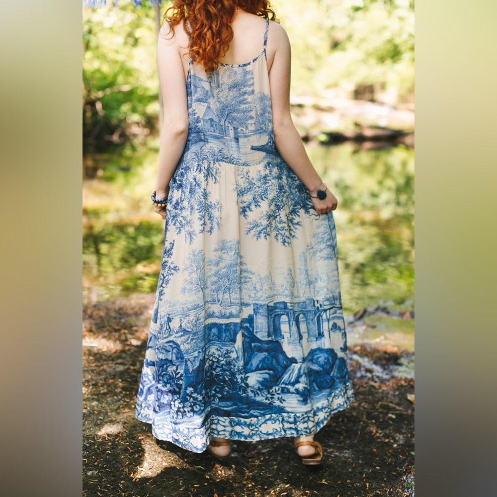 ⭐️Market of Stars⭐️ Let the Light In Vintage Artwork Boho Adjustable Strap Dress - Picture 11 of 16